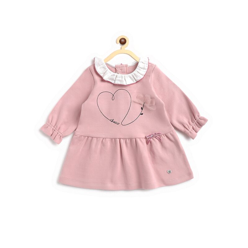 Knitted Long Sleeve Dress with Collar image number 0